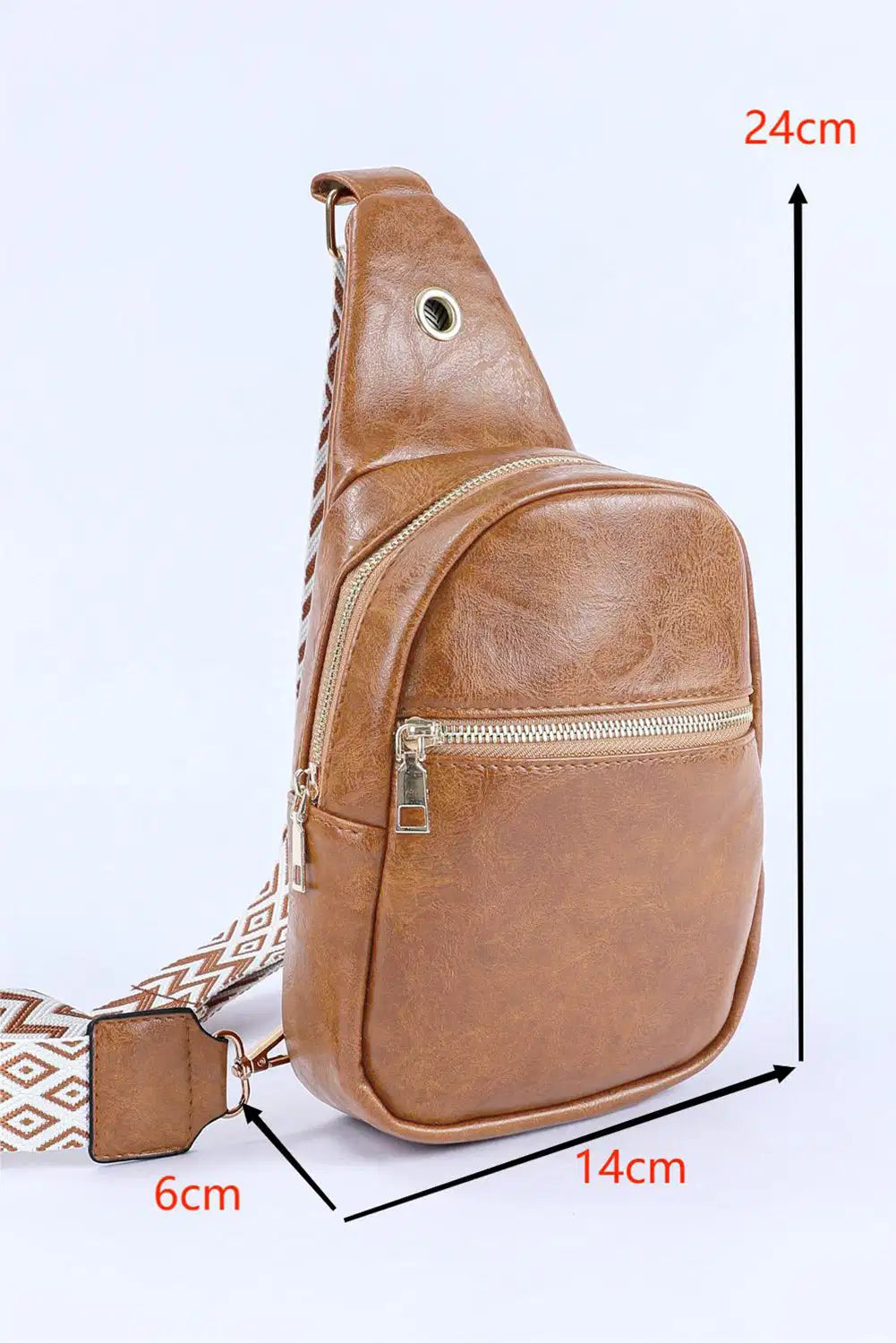 Brown Crossbody PU Leather Sling Bag