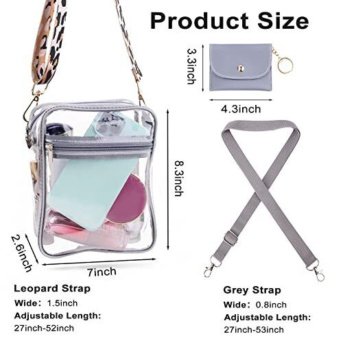 HOSTK Clear Crossbody Bag Stadium Approved Transparent Messenger Shoulder 24Hr Smart
