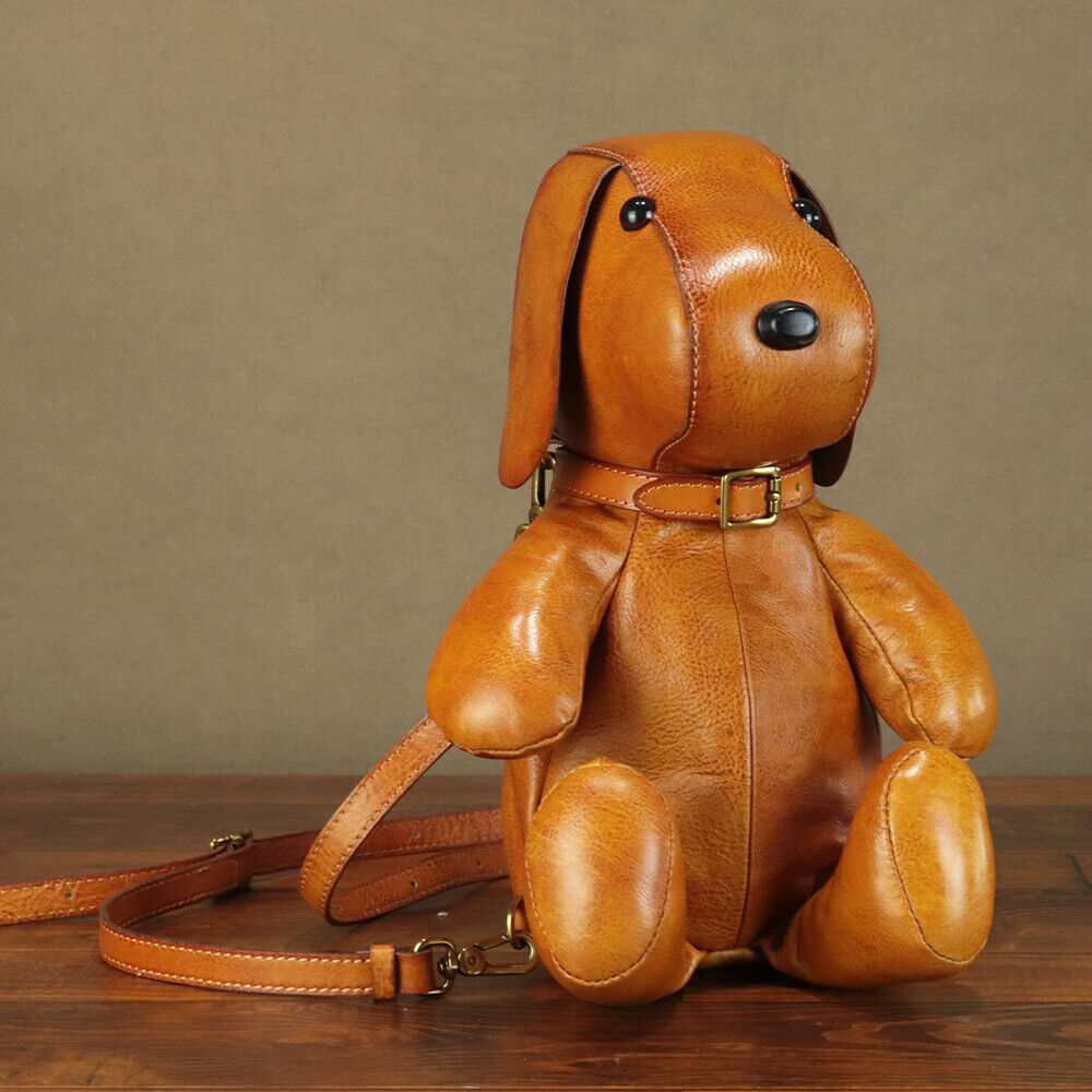 Genuine Leather Dog Backpack Purses for Women Retro Leather Rucksack Handmade 24Hr Smart