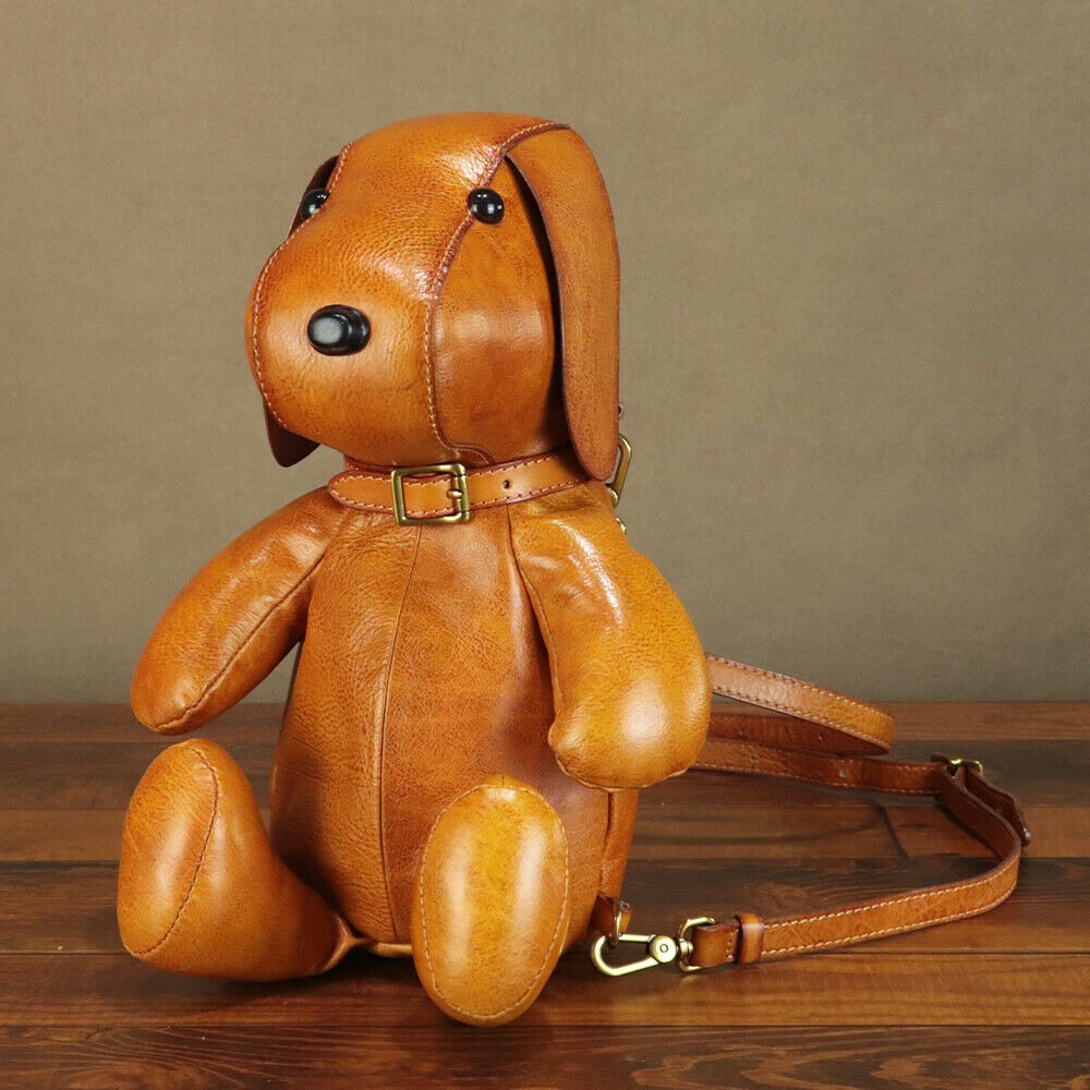 Genuine Leather Dog Backpack Purses for Women Retro Leather Rucksack Handmade 24Hr Smart