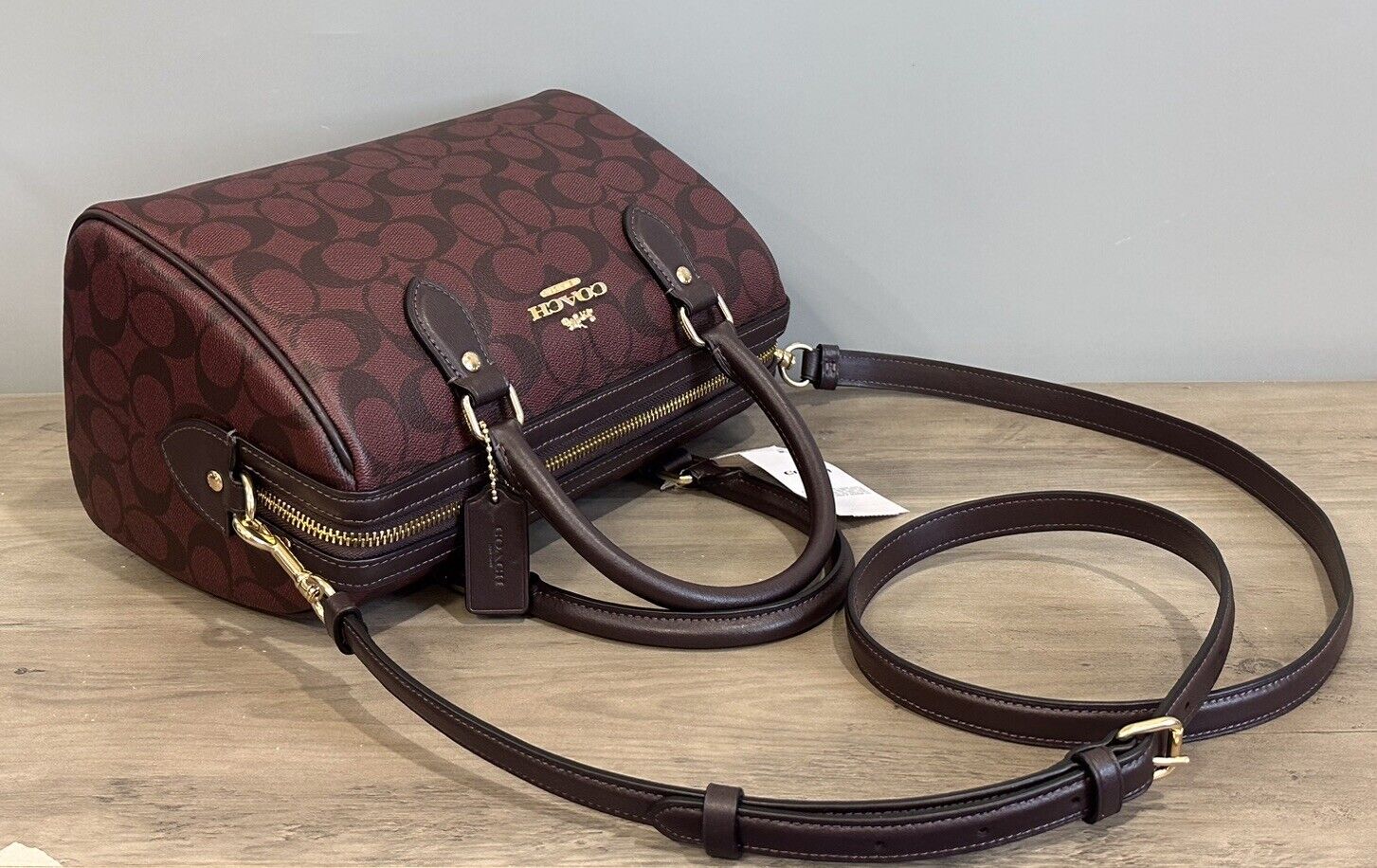 COACH CH280 Rowan Satchel Bag Signature Canvas & Leather Crossbody Oxblood Multi 24Hr Smart
