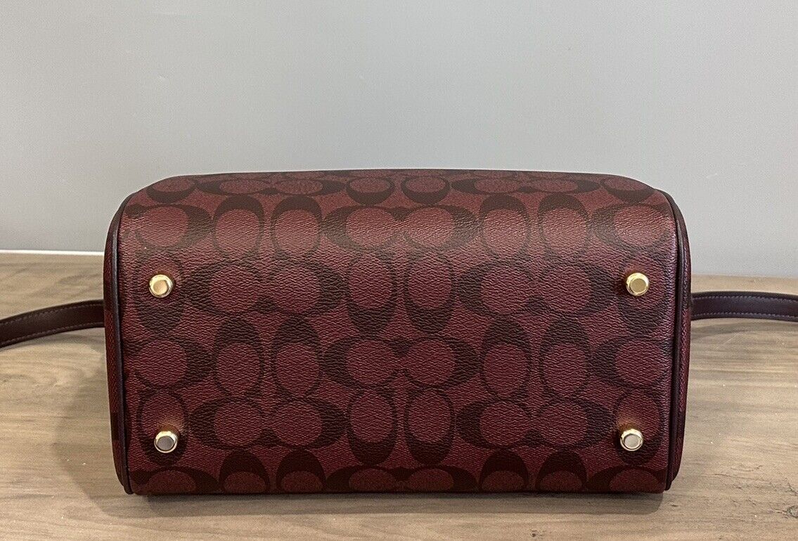 COACH CH280 Rowan Satchel Bag Signature Canvas & Leather Crossbody Oxblood Multi 24Hr Smart