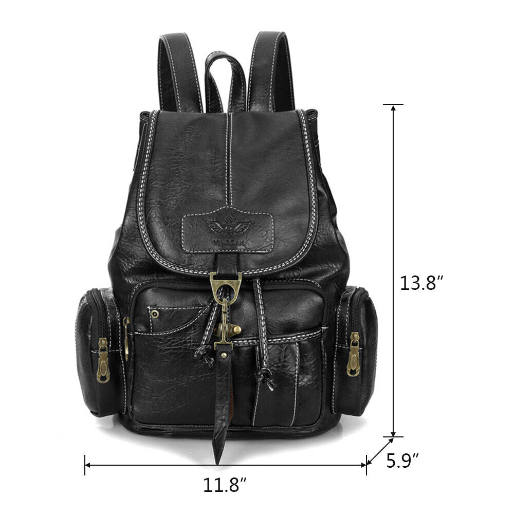 Premium PU Leather Backpack Women Vitange Satchel Rucksack Travel Shoulder Bag 24Hr Smart