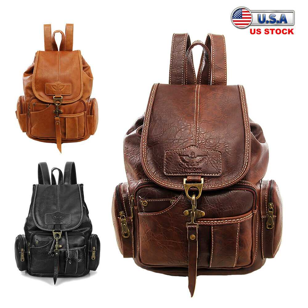 Premium PU Leather Backpack Women Vitange Satchel Rucksack Travel Shoulder Bag 24Hr Smart