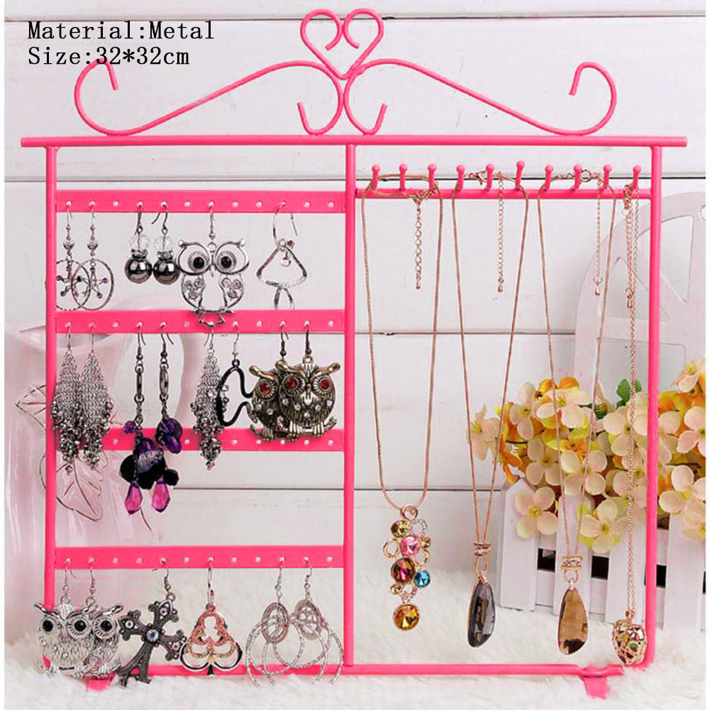 Metal 4 Tiers Earring Hanging Holder Jewelry Organizer Tower Stand Display Rack Pendant Necklace Chain Jewelry Display Rack