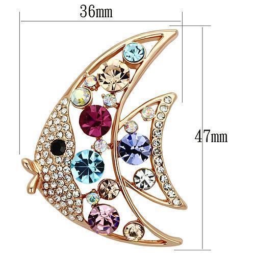 LO2923 - Flash Rose Gold White Metal Brooches with Top Grade Crystal in Multi Color