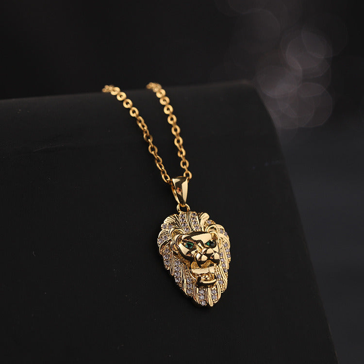 European Cool  Charm Necklace Plated Gold Lion Pendant Hip Hop Link Chain Jewelry For  Women High Quality Gifts