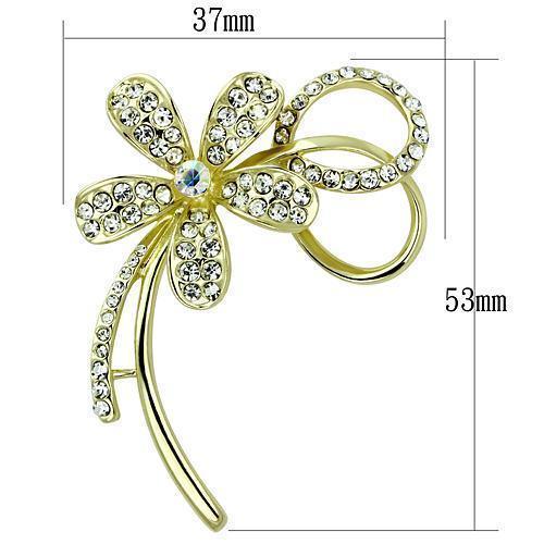 LO2924 - Flash Gold White Metal Brooches with Top Grade Crystal in Clear