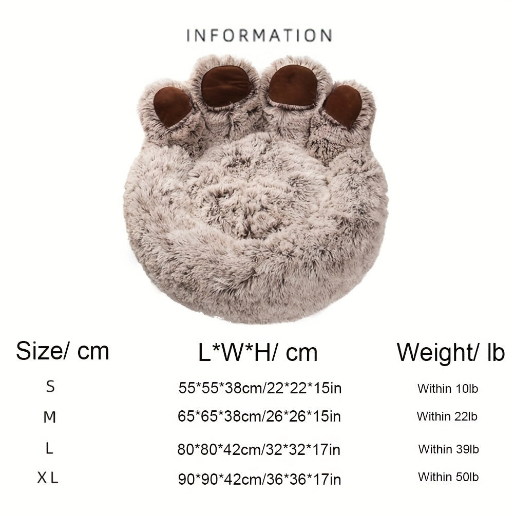 Dog Bed Cat Pet Sofa Cute Bear Paw Shape Comfortable Cozy Pet Sleeping Beds For Small, Medium, And Large Dogs And Cats, Soft Fluffy Faux Fur Cat Cushion