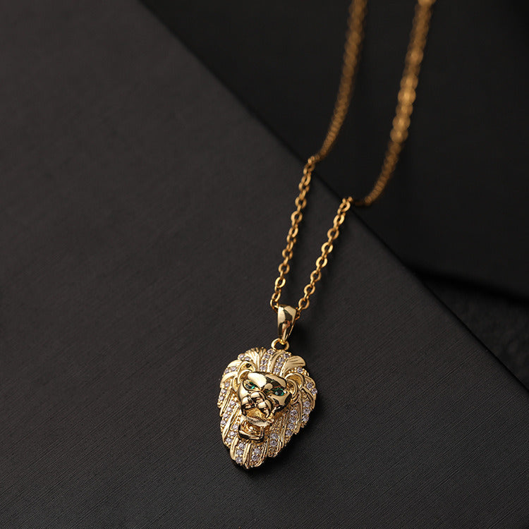 European Cool  Charm Necklace Plated Gold Lion Pendant Hip Hop Link Chain Jewelry For  Women High Quality Gifts