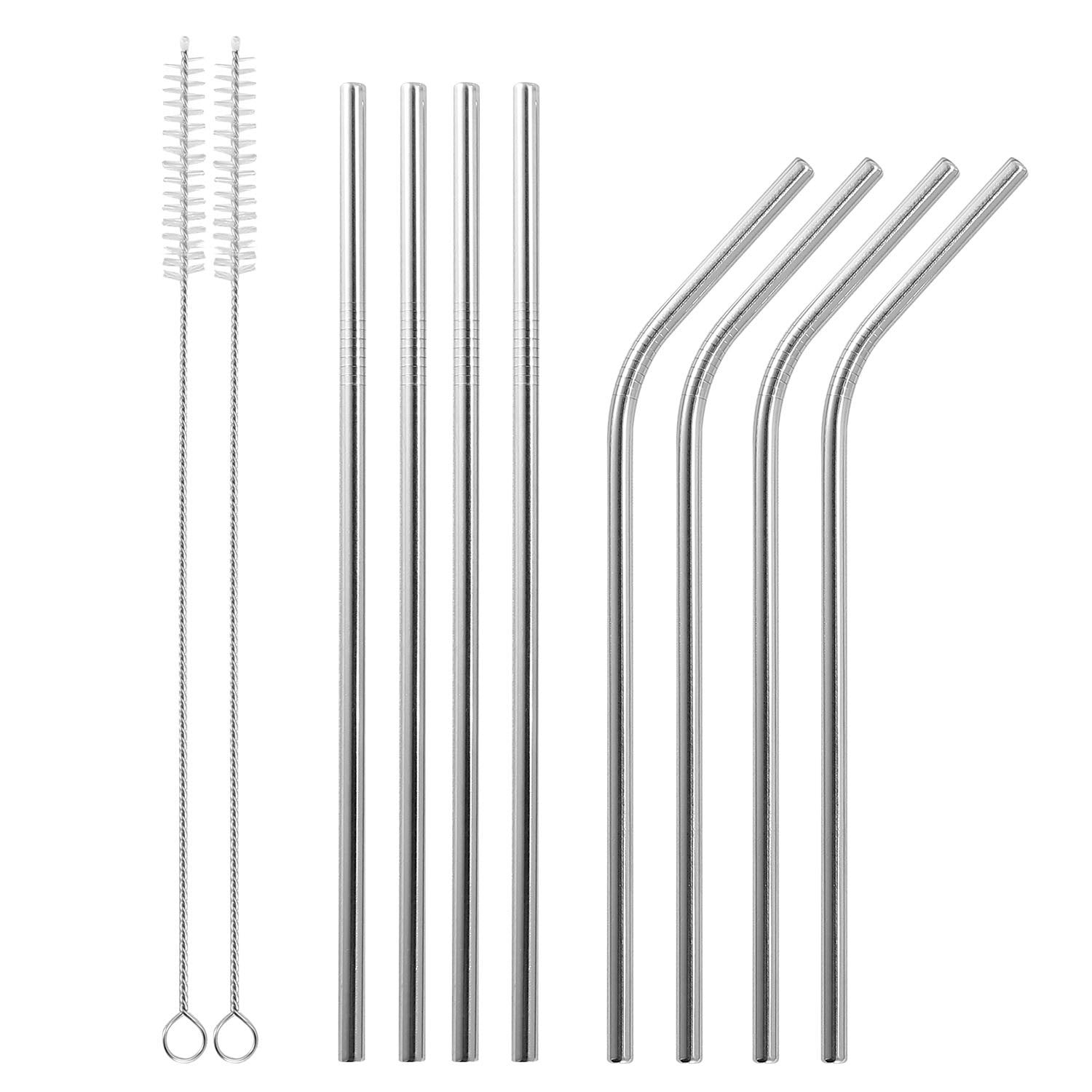 10Pcs 8.5in Stainless Steel Drinking Straws Reusable Metal Drinking Straws for 20oz Tumbler