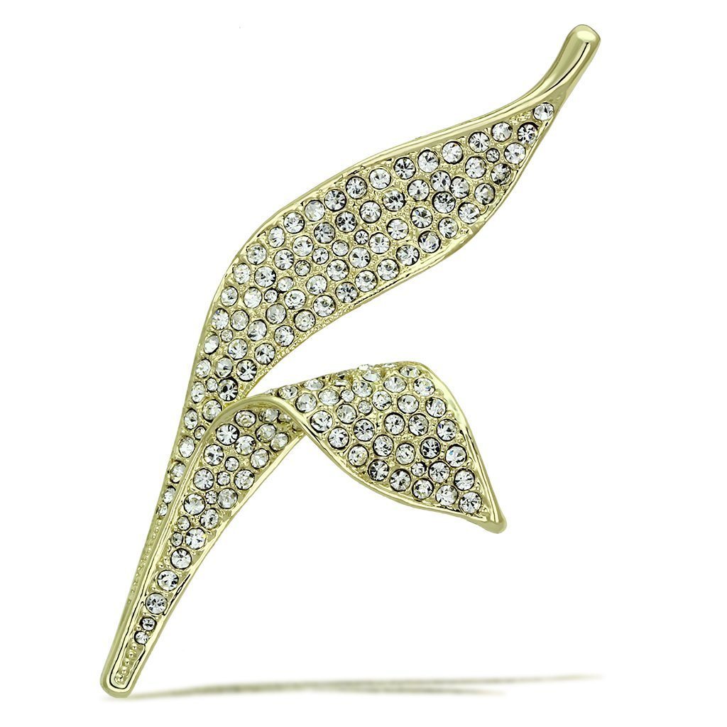 LO2935 - Flash Gold White Metal Brooches with Top Grade Crystal in Clear