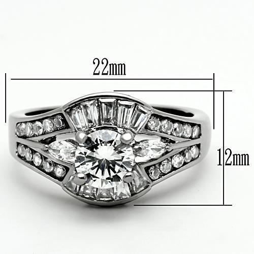 Round Center Cut Silver CZ Ring