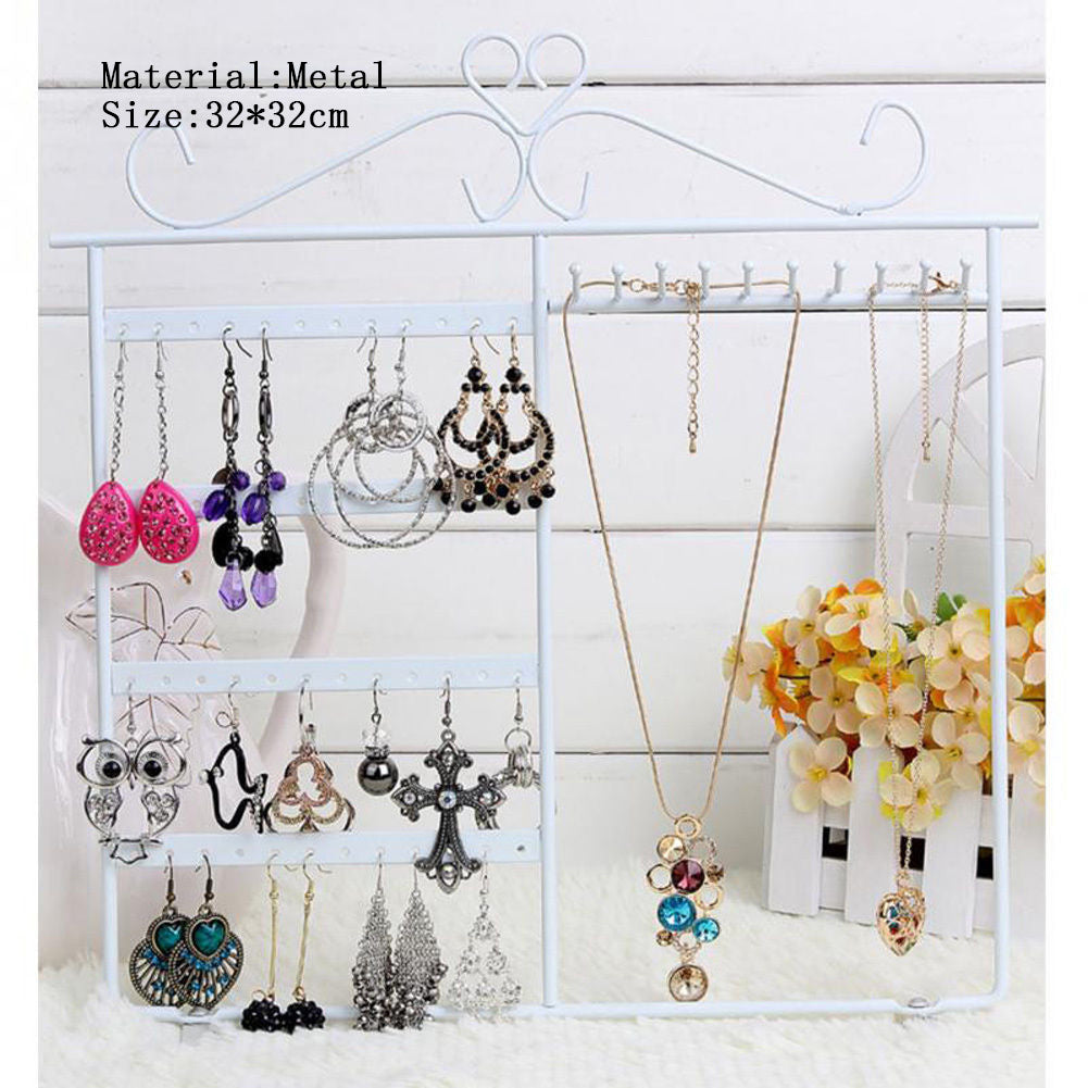 Metal 4 Tiers Earring Hanging Holder Jewelry Organizer Tower Stand Display Rack Pendant Necklace Chain Jewelry Display Rack