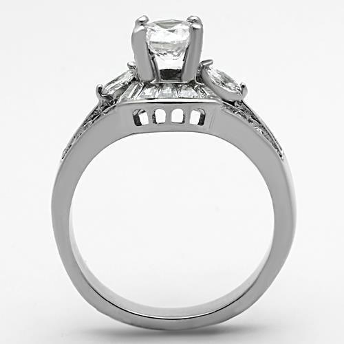 Round Center Cut Silver CZ Ring