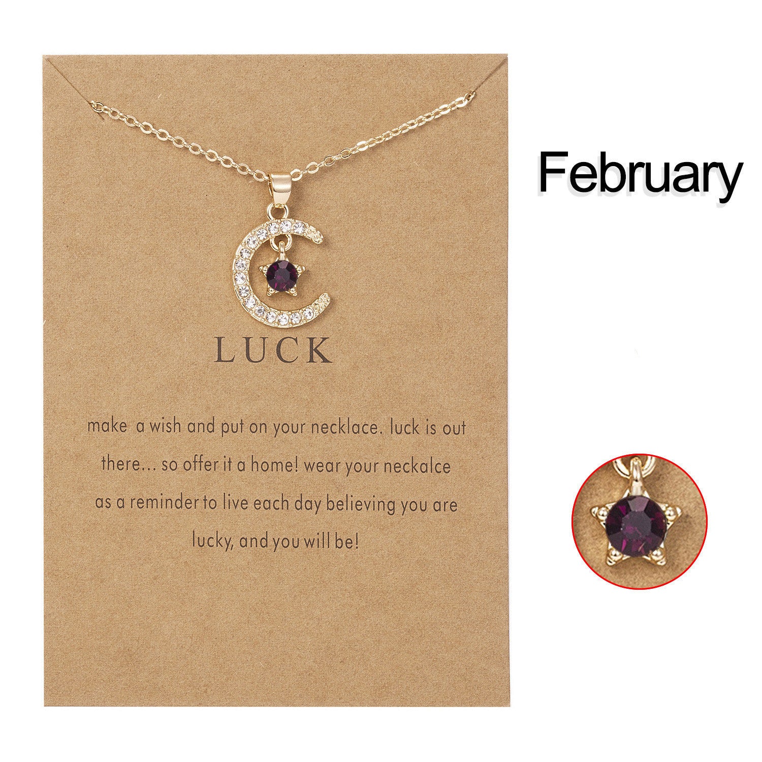 Stone Month Necklace December XINGX Pendant Paper Card Necklace For Women