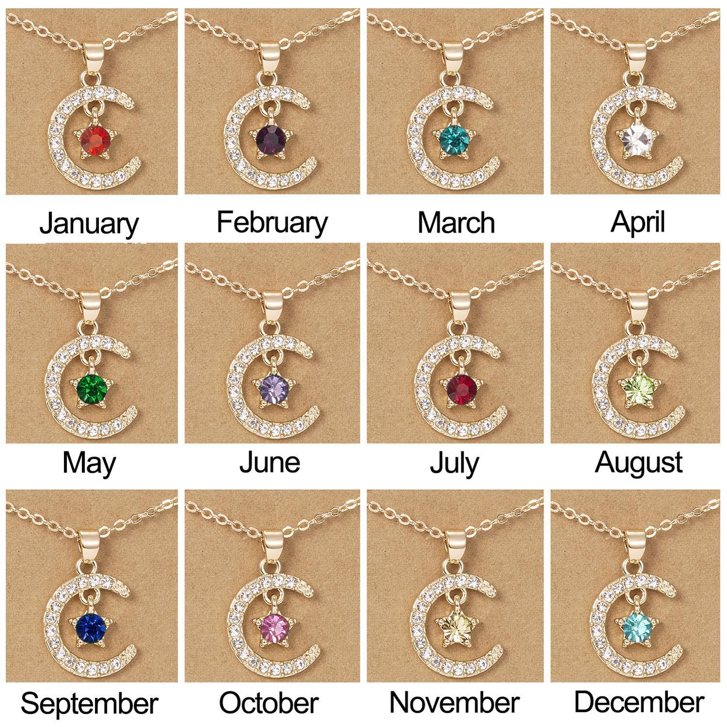 Stone Month Necklace December XINGX Pendant Paper Card Necklace For Women