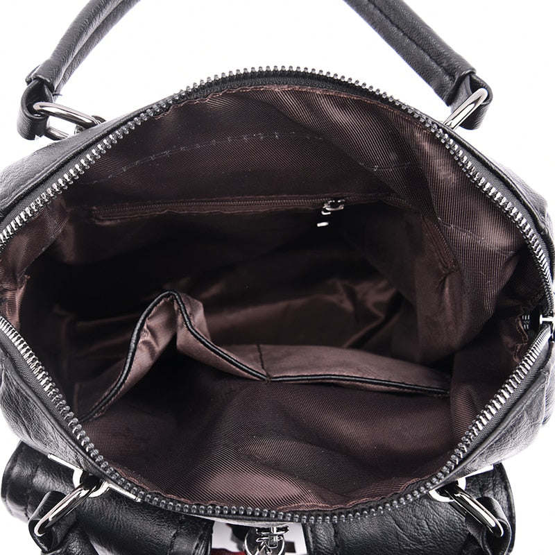 Women's Backpacks Soft Leather Lady Backpack School Bags for Teenage Girls Multifunction Women Shoulder Bags
