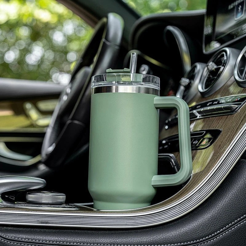 40oz Adventure Quencher Tumbler Thermos Vacuum Cups With Handle Stainless Steel Travel Water Cup Stay Ice Cold Car Coffee Mug