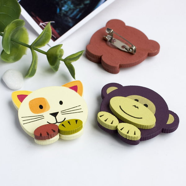 [Monkey & Cat] - Brooch / Brooch Pin / Animal Pin Brooch