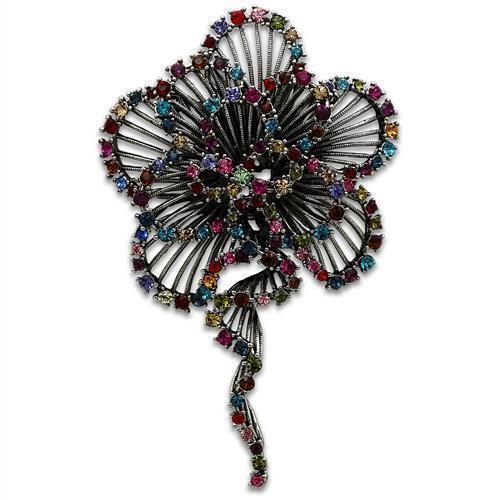 LO2395 - Imitation Rhodium White Metal Brooches with Top Grade Crystal in Multi Color