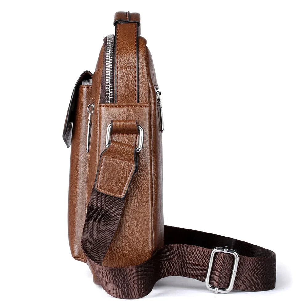 Men's PU Leather Messenger Bag Waterproof Handbag Cross Body Tote Shoulder Satchel 24Hr Smart