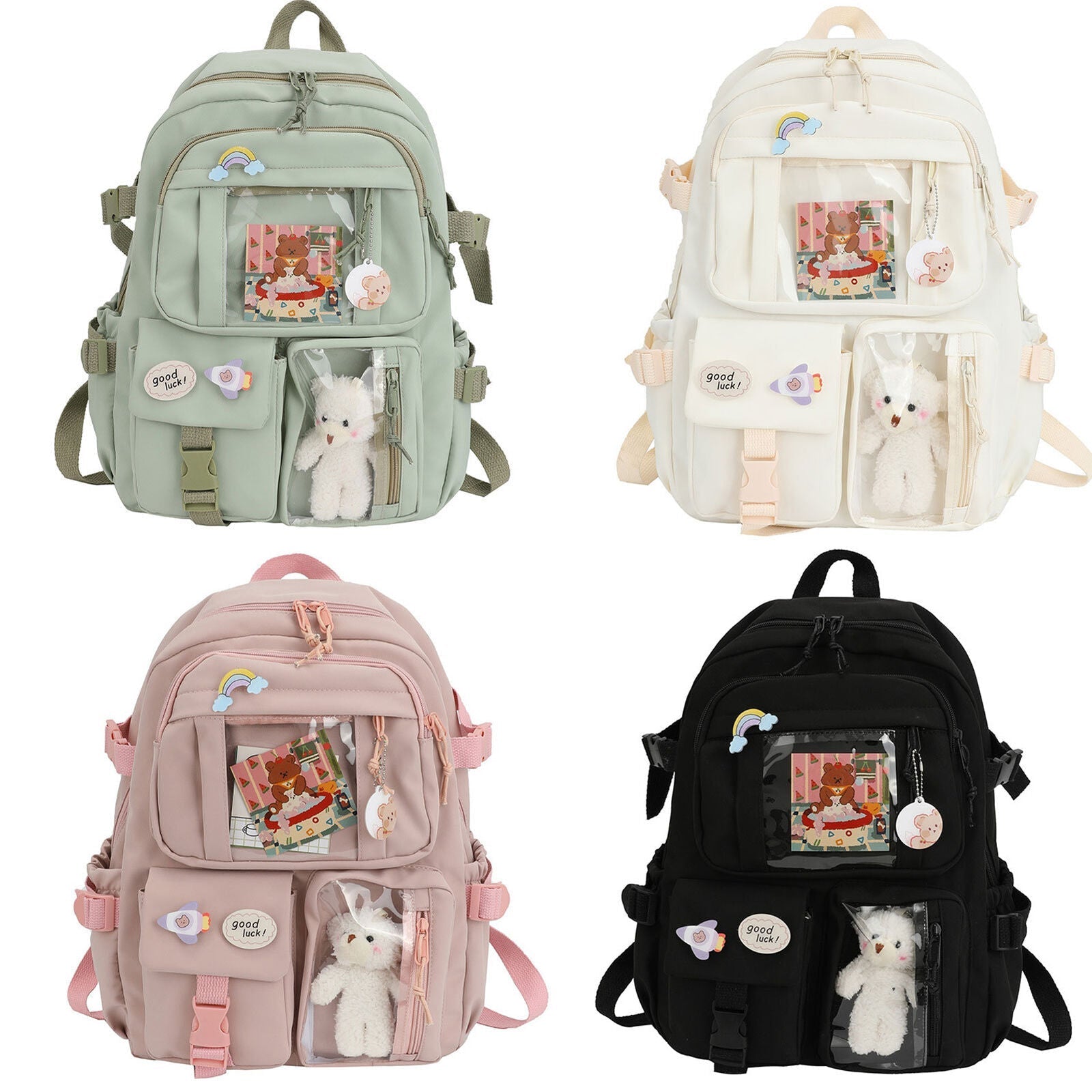 Teens School Backpack Kawaii Cute Bear College Travel Casual Bag for Girls Women 24Hr Smart