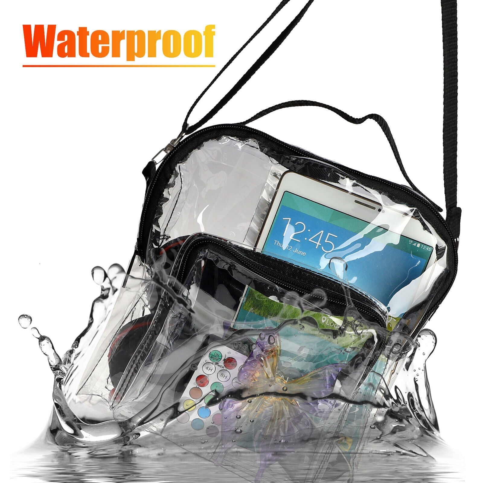 Clear PVC Tote Crossbody Bag Women Transparent Purse Stadium Shoulder Handbag 24Hr Smart