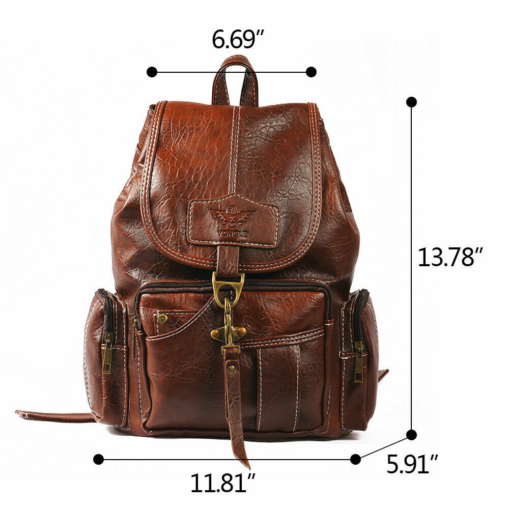 Premium PU Leather Backpack Women Vitange Satchel Rucksack Travel Shoulder Bag 24Hr Smart