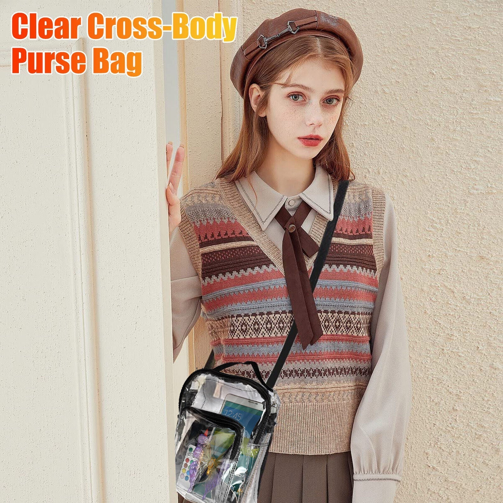 Clear PVC Tote Crossbody Bag Women Transparent Purse Stadium Shoulder Handbag 24Hr Smart