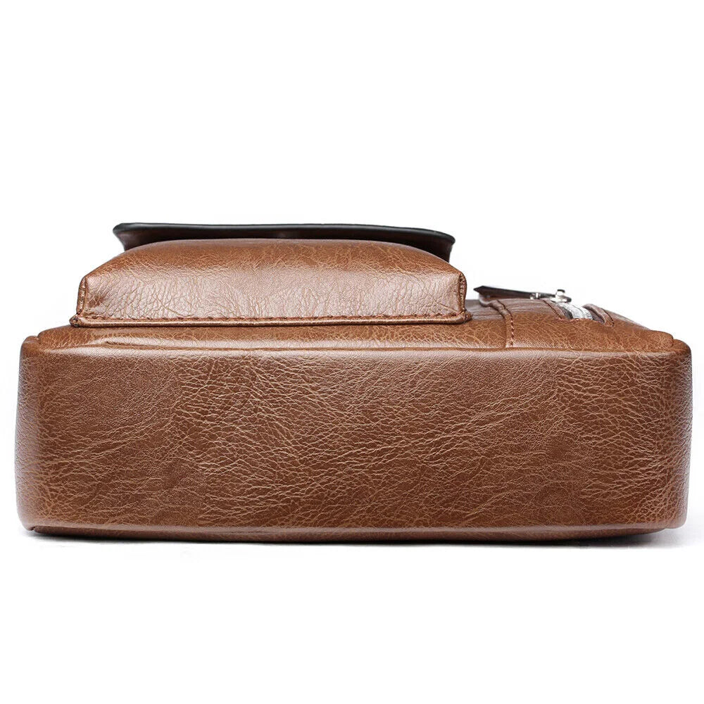 Men's PU Leather Messenger Bag Waterproof Handbag Cross Body Tote Shoulder Satchel 24Hr Smart