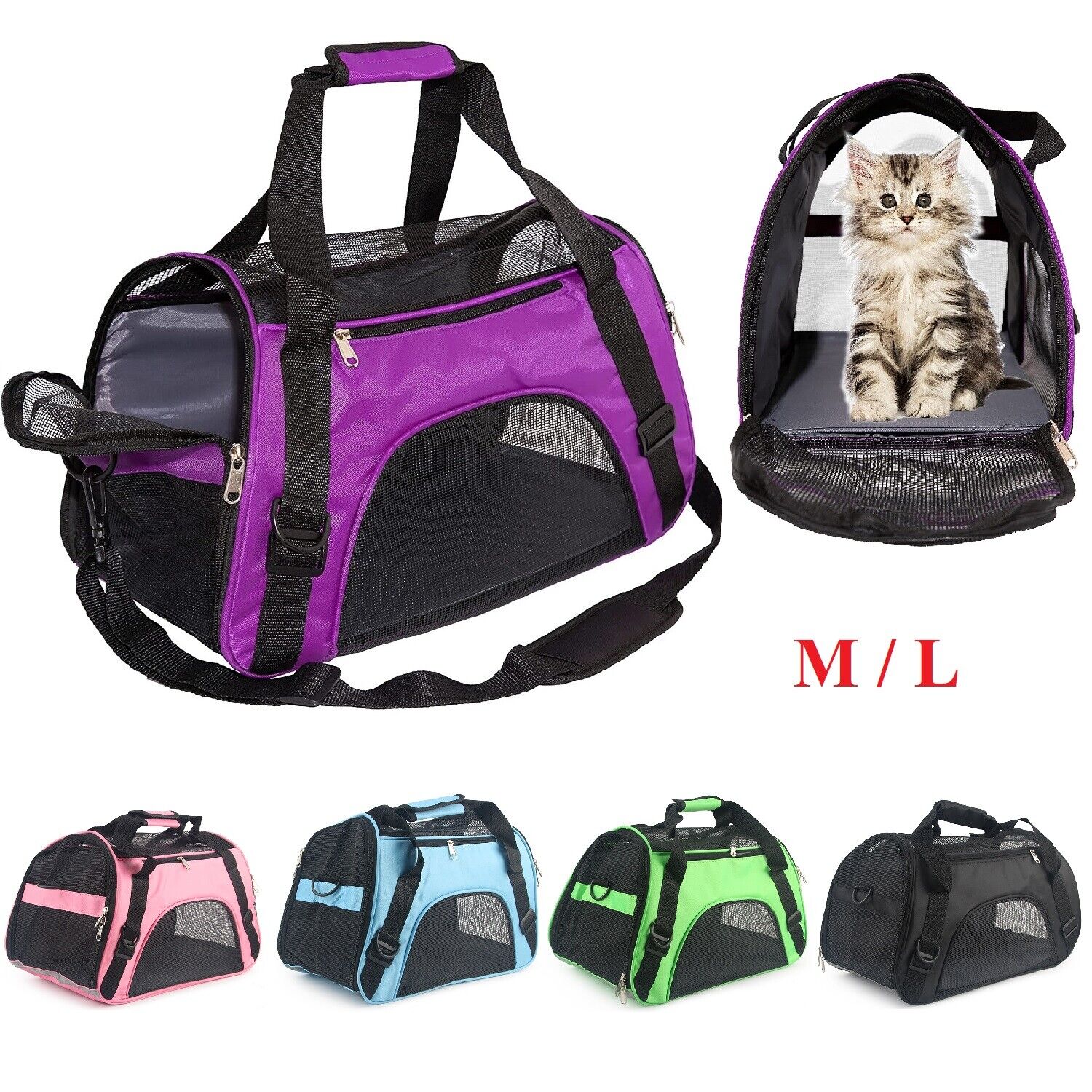 Pet Dog Cat Carrier Travel Tote Bag Comfort Case Soft Sided Airline Approved M L 24Hr Smart