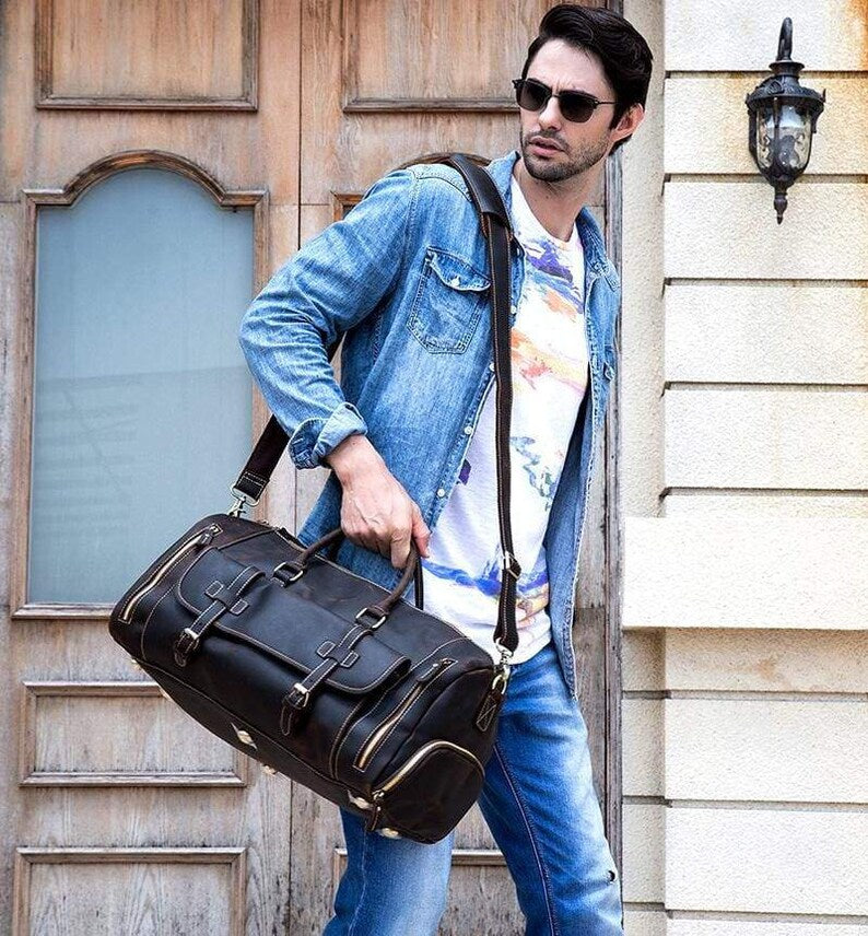 The Bard Weekender | Handmade Leather Duffle Bag 24Hr Smart