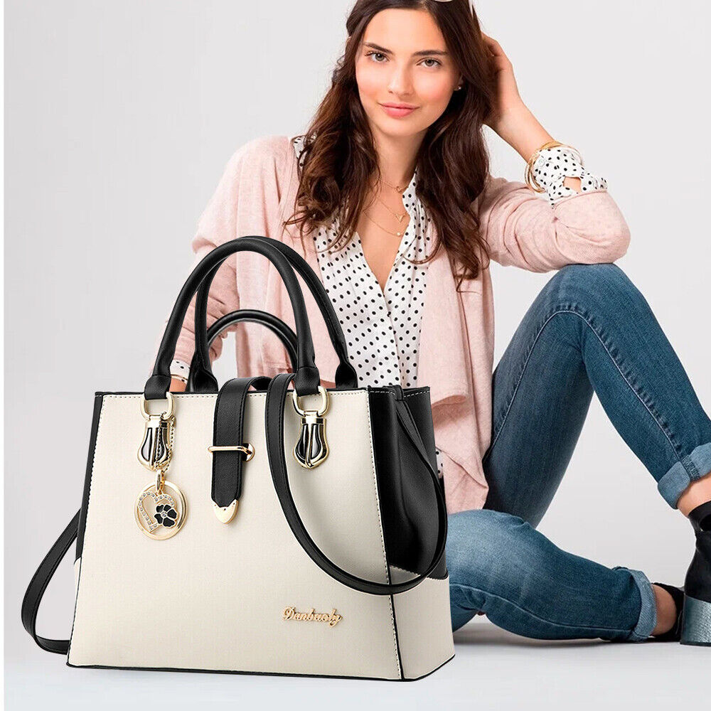 Women PU Leather Handbag Top Handle Tote Crossbody Shoulder Bag Satchel Purse 24Hr Smart