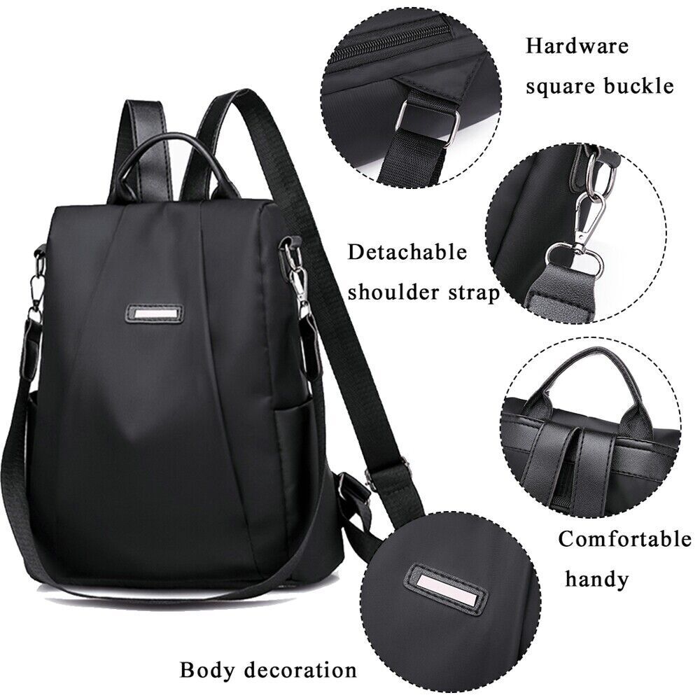 Women Anti-Theft Backpack Waterproof Rucksack Lady School Shoulder Bag Handbag 24Hr Smart