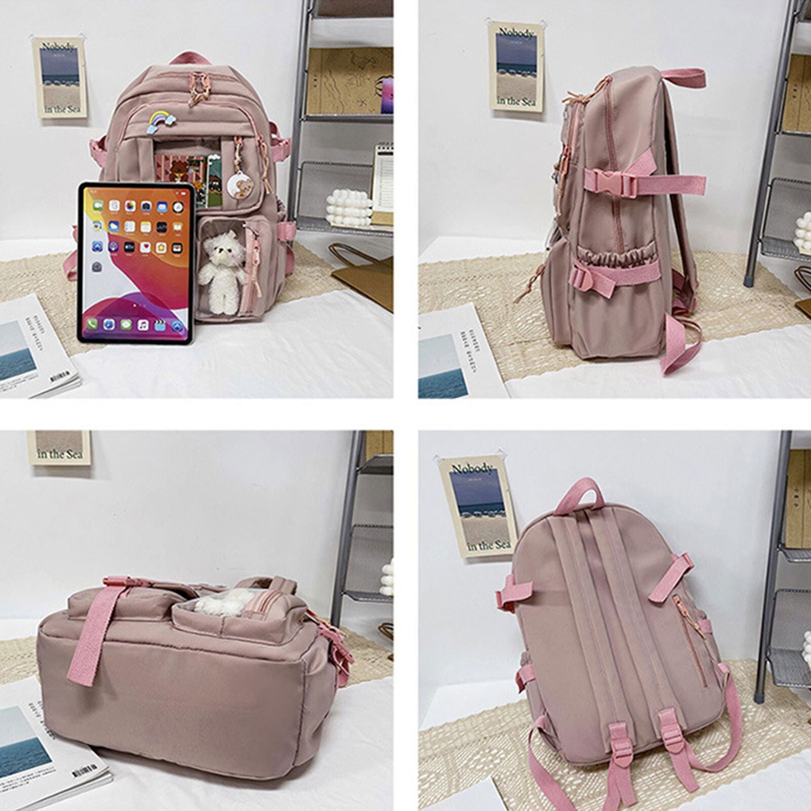 Teens School Backpack Kawaii Cute Bear College Travel Casual Bag for Girls Women 24Hr Smart