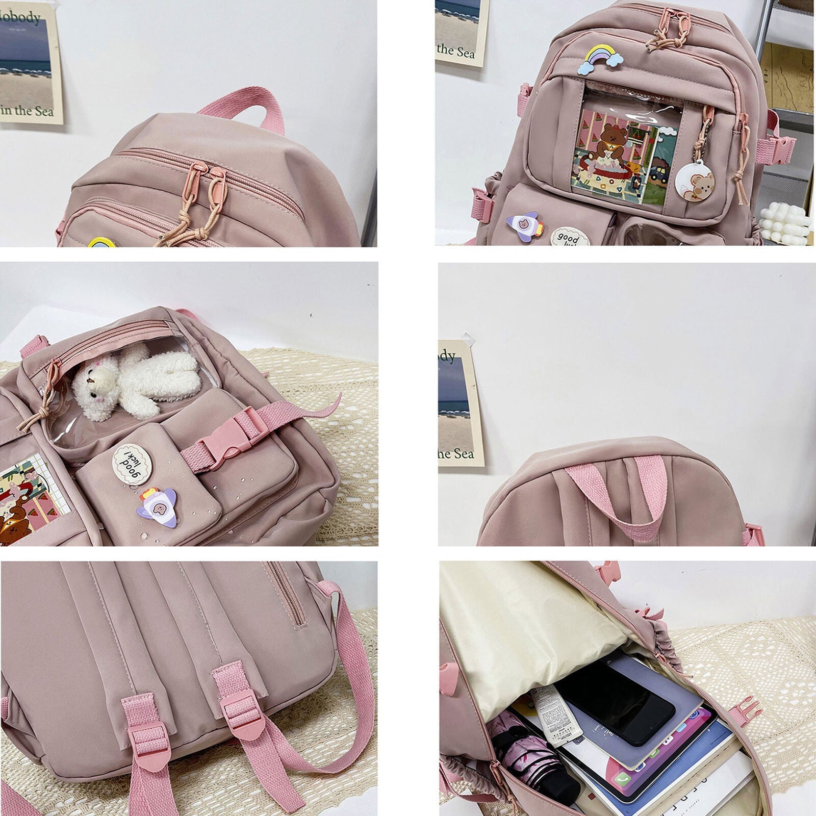 Teens School Backpack Kawaii Cute Bear College Travel Casual Bag for Girls Women 24Hr Smart