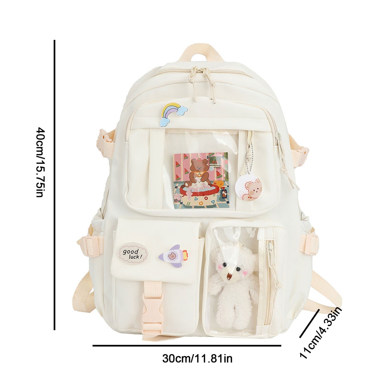 Teens School Backpack Kawaii Cute Bear College Travel Casual Bag for Girls Women 24Hr Smart