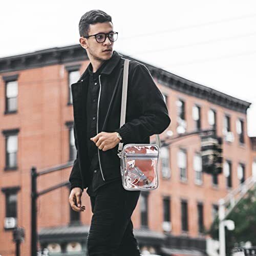 HOSTK Clear Crossbody Bag Stadium Approved Transparent Messenger Shoulder 24Hr Smart