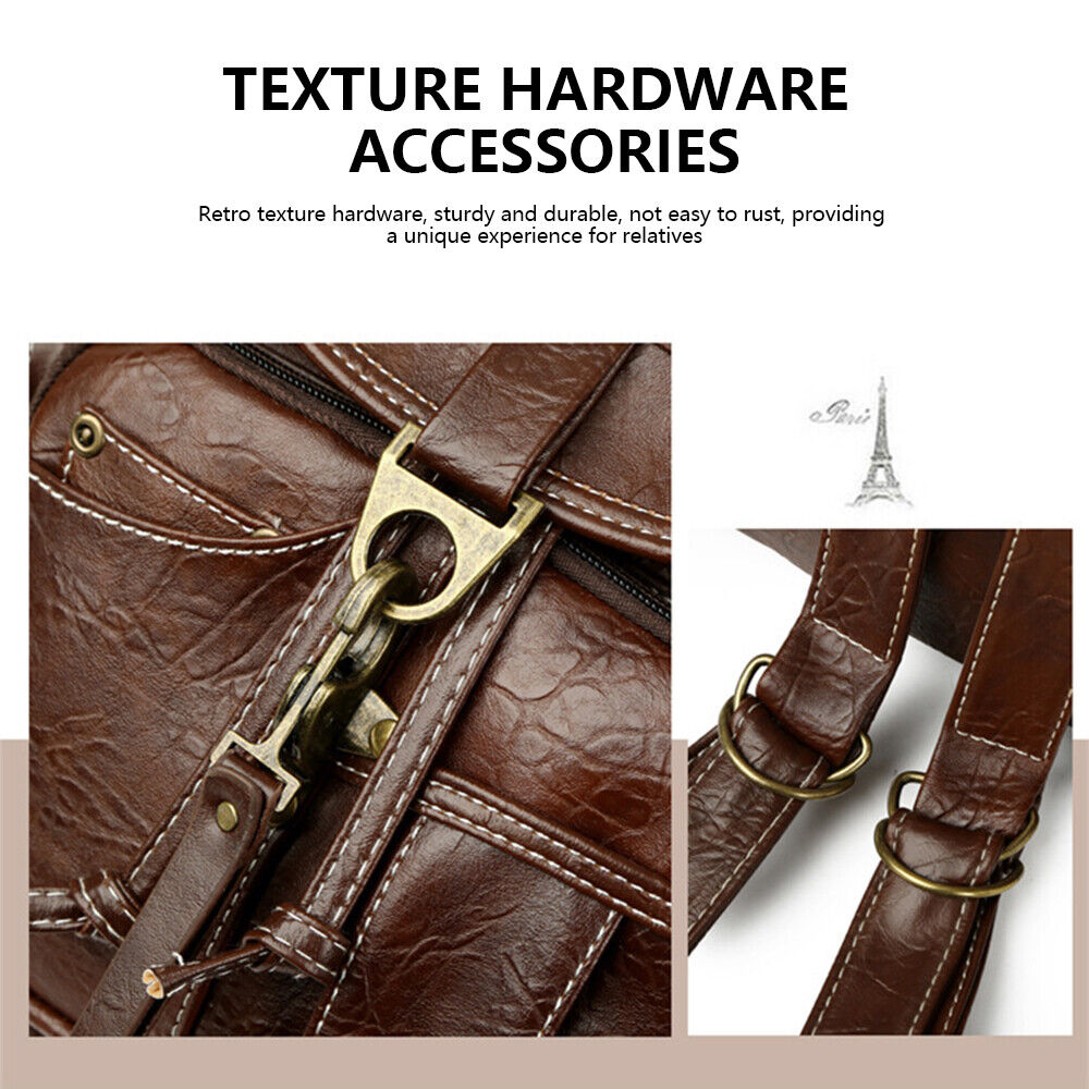 Premium PU Leather Backpack Women Vitange Satchel Rucksack Travel Shoulder Bag 24Hr Smart