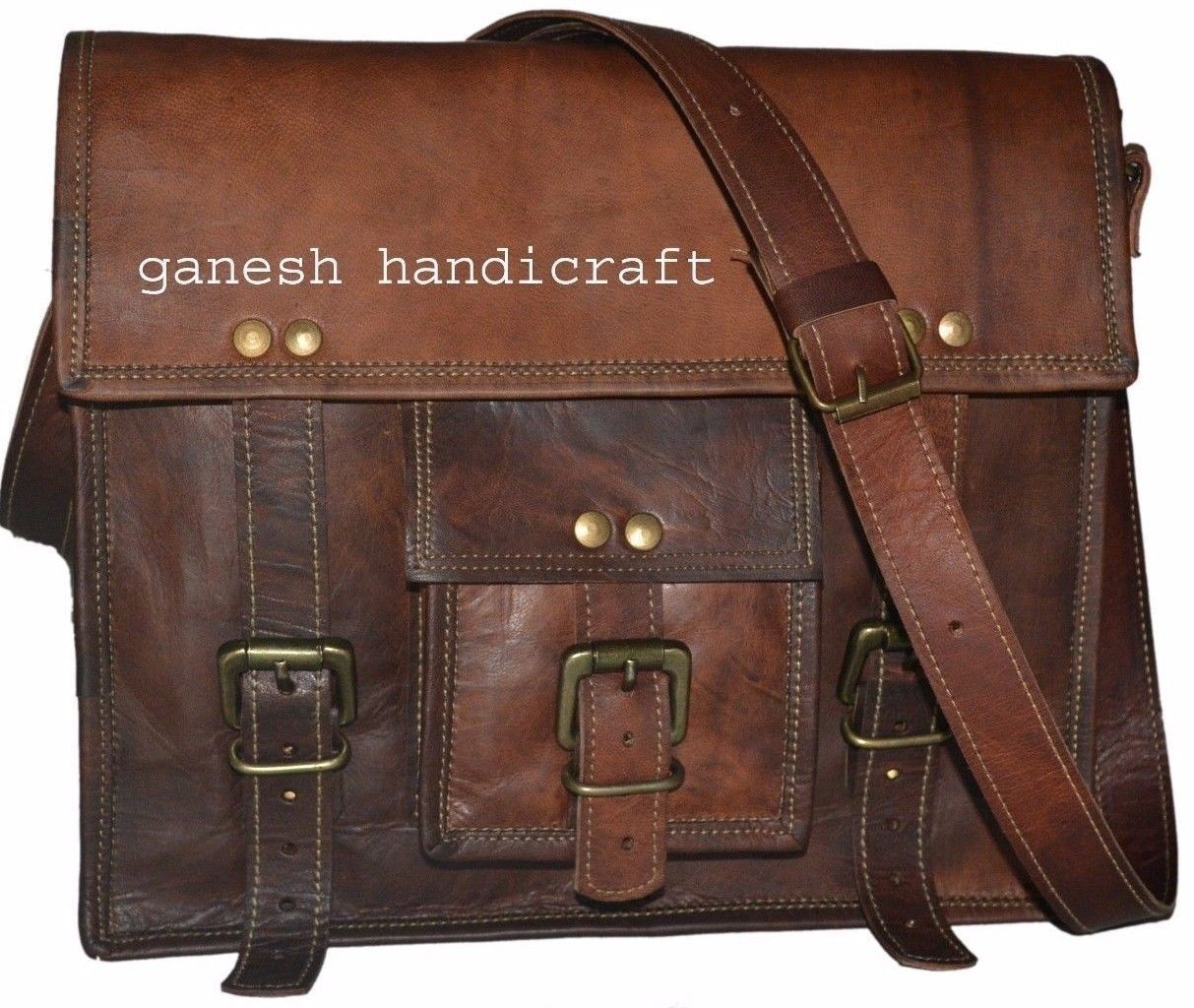 New Leather Vintage Messenger Shoulder Men Satchel Bags Laptop Briefcase Bag 24Hr Smart