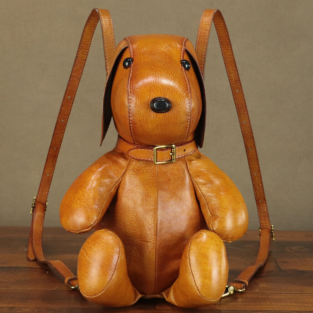 Genuine Leather Dog Backpack Purses for Women Retro Leather Rucksack Handmade 24Hr Smart