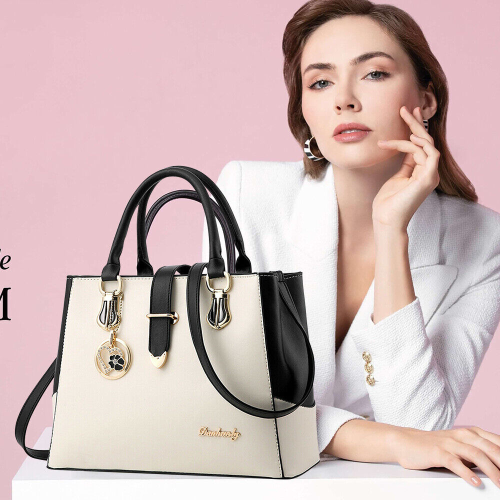 Women PU Leather Handbag Top Handle Tote Crossbody Shoulder Bag Satchel Purse 24Hr Smart