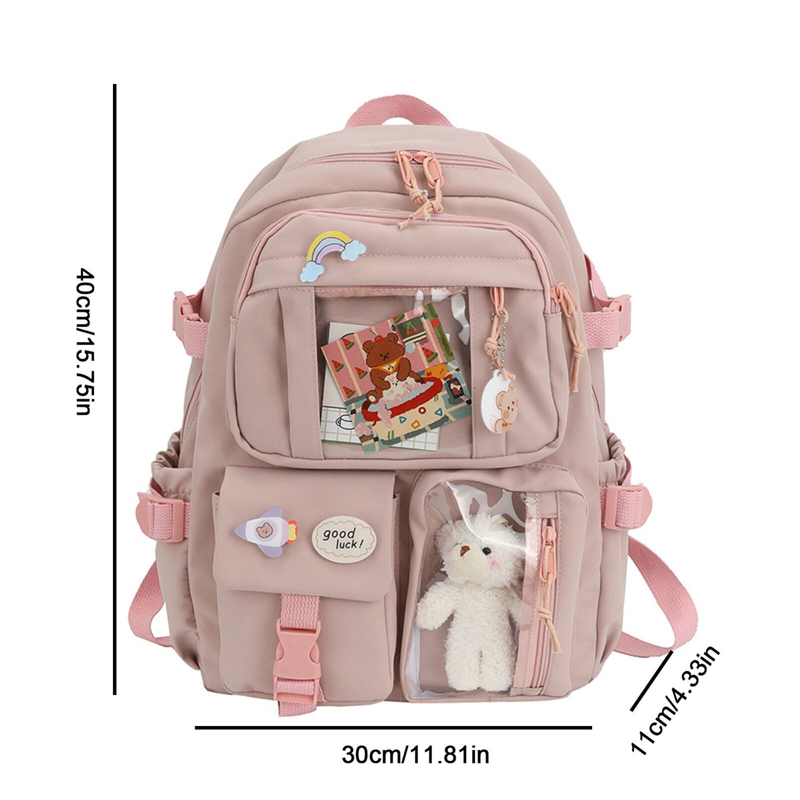 Teens School Backpack Kawaii Cute Bear College Travel Casual Bag for Girls Women 24Hr Smart