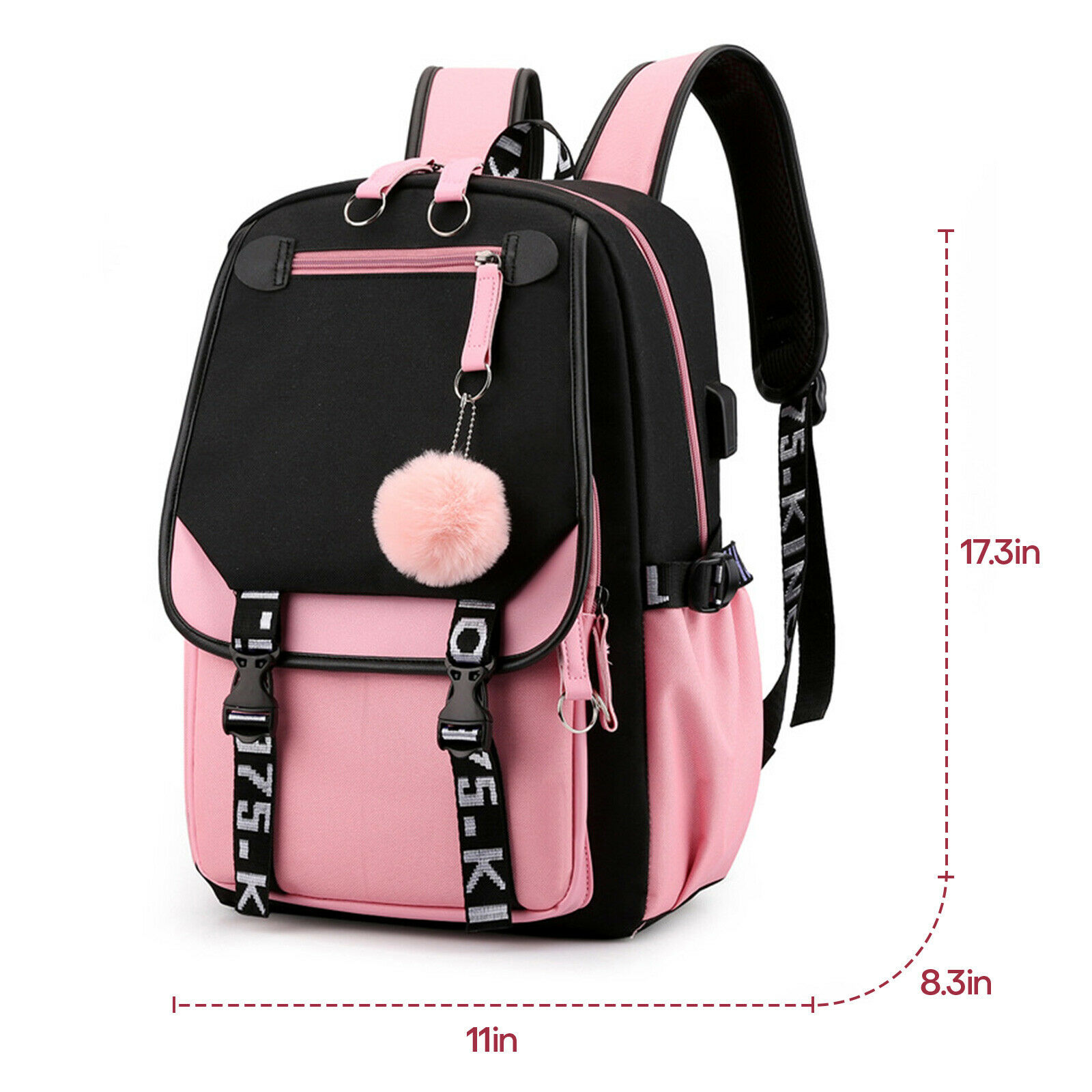 Women School Bag Oxford Waterproof Girls Backpack Rucksack w/ USB Charging Port 24Hr Smart