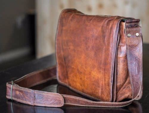 Men's Leather Messenger Bags Shoulder Business Briefcase Laptop Bag Handmade