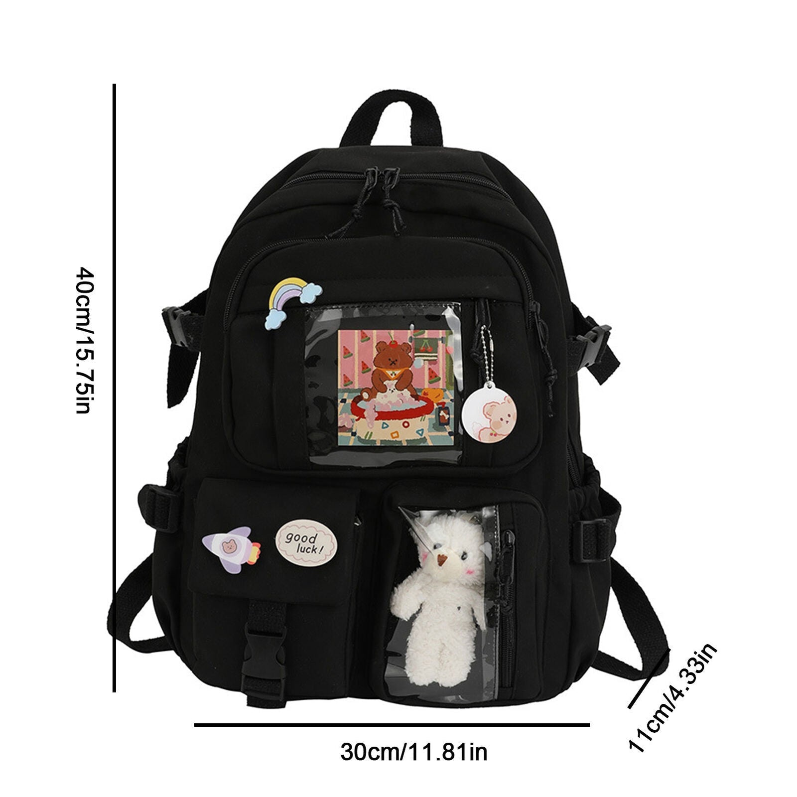 Teens School Backpack Kawaii Cute Bear College Travel Casual Bag for Girls Women 24Hr Smart