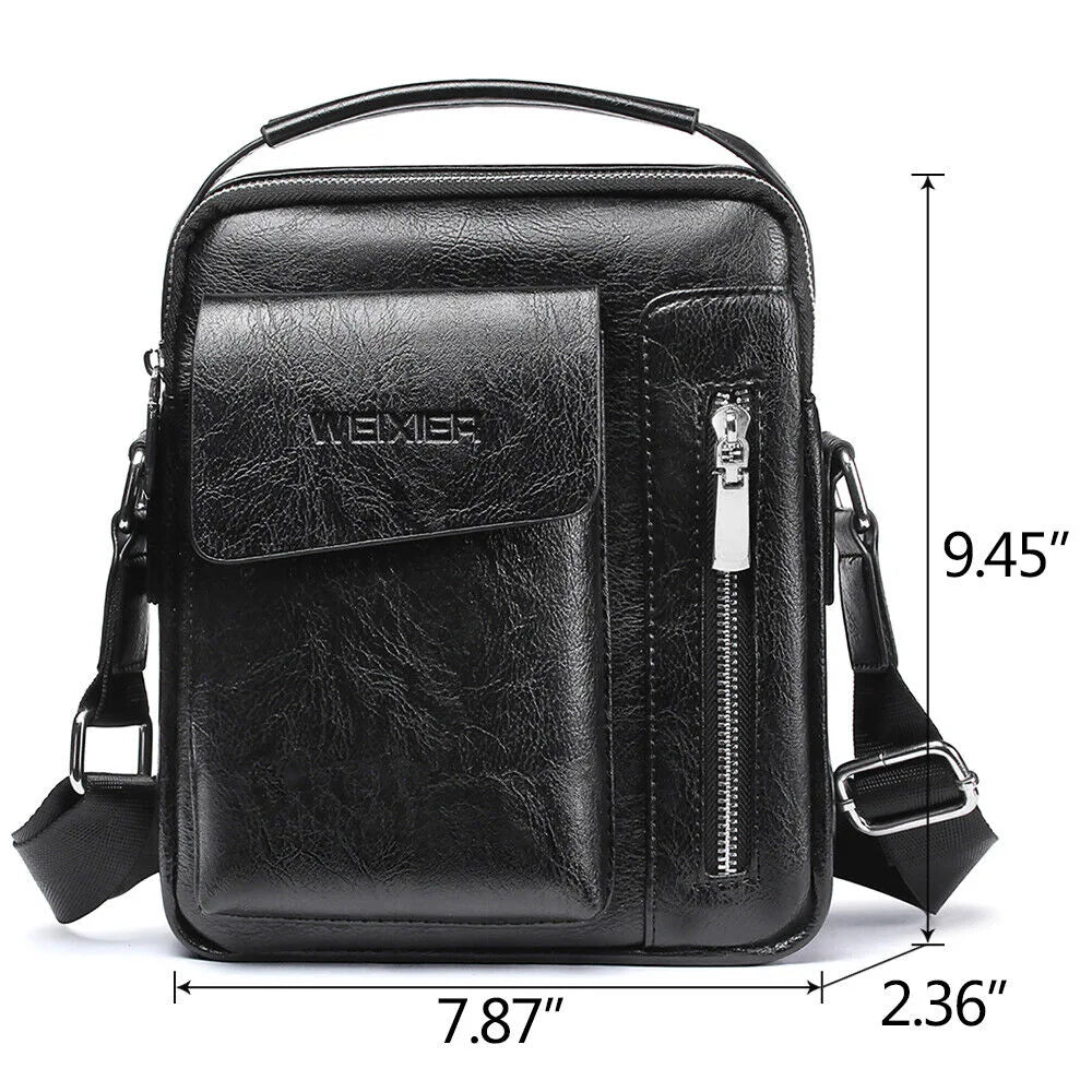 Men's PU Leather Messenger Bag Waterproof Handbag Cross Body Tote Shoulder Satchel 24Hr Smart