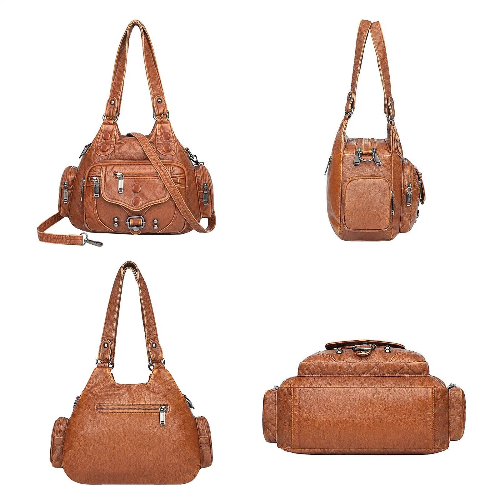 Soft Women Bag Faux Leather Large Shoulder Tote Crossbody Hobo Bag Handbag Purse 24Hr Smart