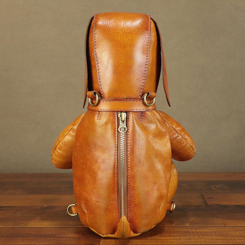 Genuine Leather Dog Backpack Purses for Women Retro Leather Rucksack Handmade 24Hr Smart
